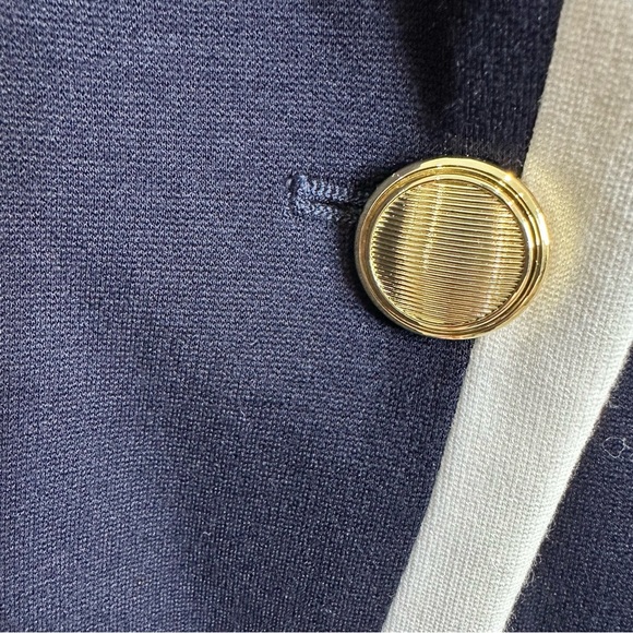 Talbots Womens Luxe Italian Knit Banded Blazer Size 14P Navy Career Old Money - Picture 7 of 10